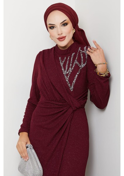 Eylül Tesettür Abiye Bordo fiyatları