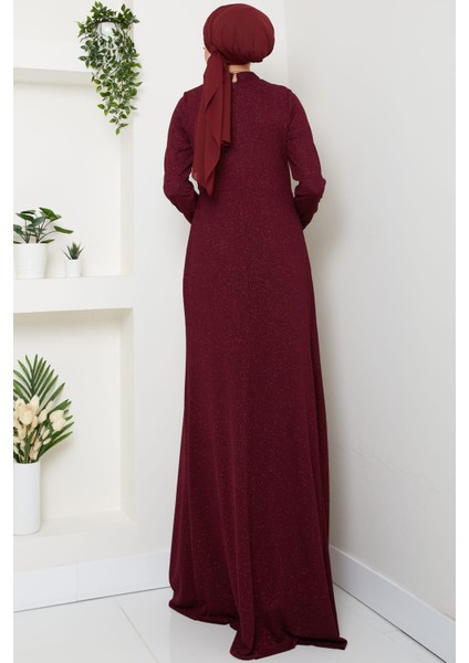 Eylül Tesettür Abiye Bordo modelleri