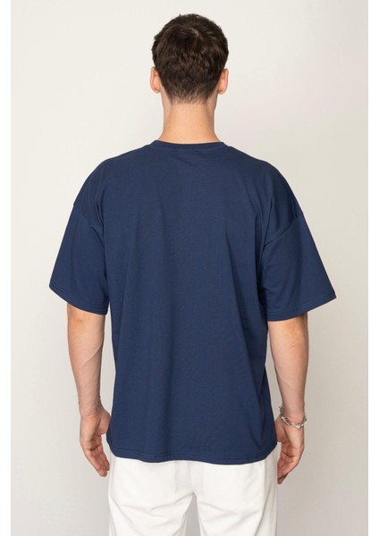 Indigo Oversıze Bisiklet Yaka Erkek T-Shirt E1025 modelleri