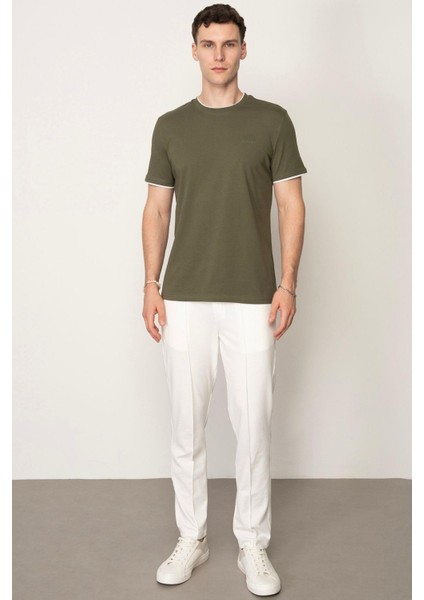Haki Regular Fit Bisiklet Yaka Erkek T-Shirt E1026 modelleri