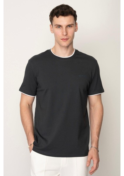 Füme Regular Fit Bisiklet Yaka Erkek T-Shirt E1026