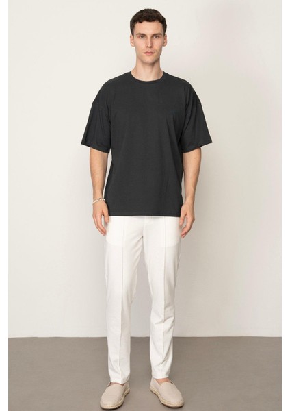 Füme Oversıze Bisiklet Yaka Erkek T-Shirt E1025 modelleri