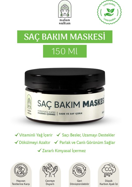 | Badem Yağlı Saç Bakım Maskesi, Saça Parlaklığını Geri Kazandırır| Hiçbir Kimyasal Yok, %100 Bitkisel İçerik (150 ml)