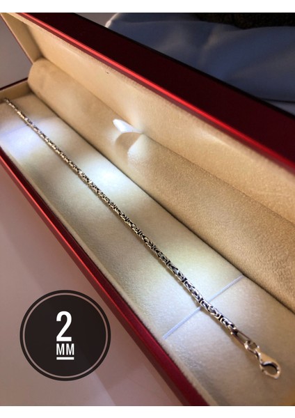 Erkek Gümüş Bileklik - 2mm Yuvarlak Kral Model • Işıklı Kutuda • Sevgiliye • Eşe • Babaya Bileklik