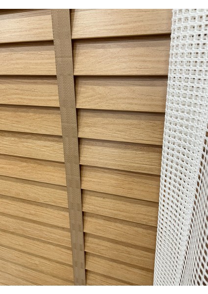 Meşe Rengi %100 Orijinal Ahşap Jaluzi Perde 50 mm Ofis Modern ve Tüm Mekanlar Için