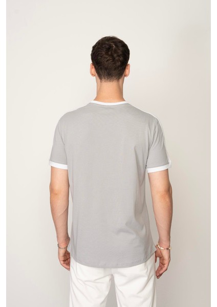 Gri Regular Fit Bisiklet Yaka Erkek T-Shirt E1024 indirimleri