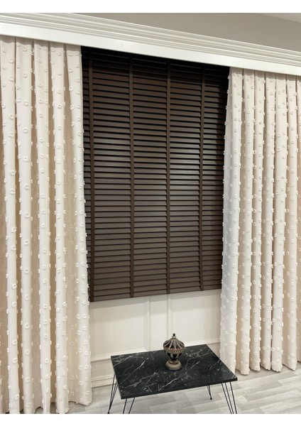 Koyu Kahverengi %100 Orijinal Ahşap Jaluzi Perde 50 mm Ofis Modern ve Tüm Mekanlar Için indirimleri