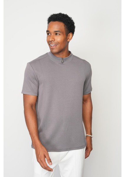 Kül Regular Fit Dik Yaka Erkek T-Shirt E1007 fiyatları