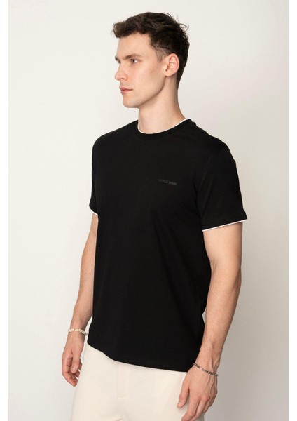Siyah Regular Fit Bisiklet Yaka Erkek T-Shirt E1026 fiyatları