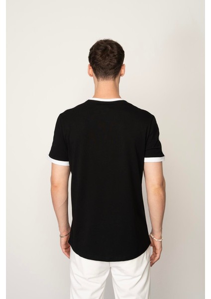 Siyah Regular Fit Bisiklet Yaka Erkek T-Shirt E1024 indirimleri