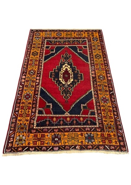 El Dokuma Sıfır Ortaköy Halısı 122X190 Kırmızı Lacivert Yün Halı