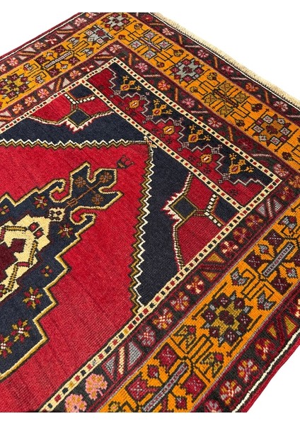 El Dokuma Sıfır Ortaköy Halısı 122X190 Kırmızı Lacivert Yün Halı indirimleri