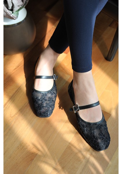 Siyahfile Çiçek Nakışlı Şık Babet Ayakkabı Günlük Kadın Babet fiyatları