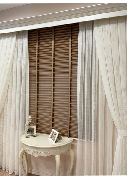 Meşe Rengi %100 Orijinal Ahşap Jaluzi Perde 50 mm Ofis Modern ve Tüm Mekanlar Için indirimleri