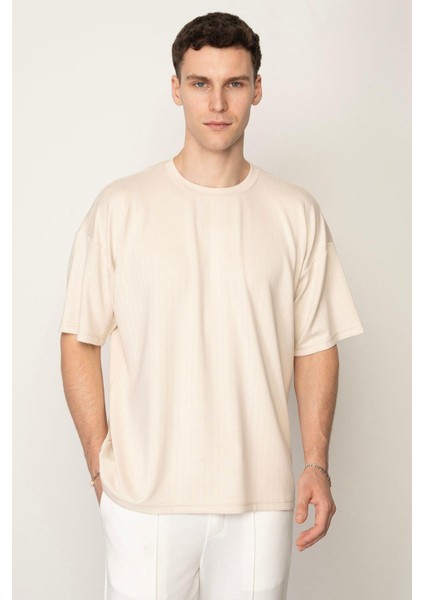 Taş Oversıze Bisiklet Yaka Erkek T-Shirt E1016
