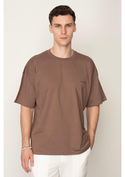 Vizon Oversıze Bisiklet Yaka Erkek T-Shirt E1025