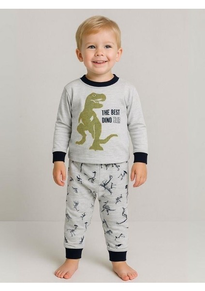 Erkek Çocuk Dinozor Baskılı Uzun Kollu Pijama Takımı modelleri
