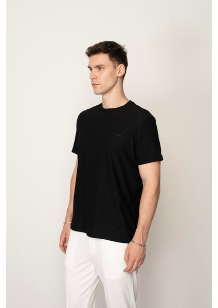 Siyah Regular Fit Bisiklet Yaka Erkek T-Shirt E1002 fiyatları