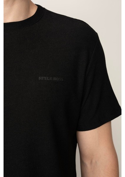Siyah Regular Fit Bisiklet Yaka Erkek T-Shirt E1002 modelleri