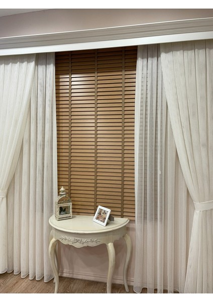 Meşe Rengi %100 Orijinal Ahşap Jaluzi Perde 50 mm Ofis Modern ve Tüm Mekanlar Için fırsatları