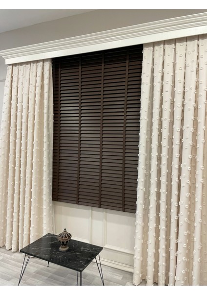 Koyu Kahverengi %100 Orijinal Ahşap Jaluzi Perde 50 mm Ofis Modern ve Tüm Mekanlar Için fırsatları