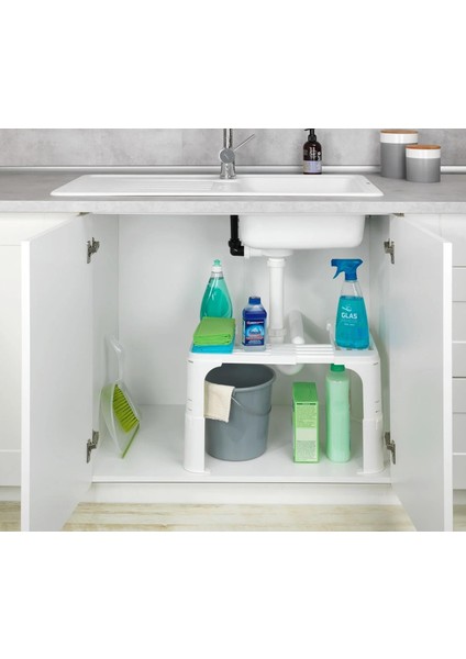 Gbmotion Çok Esnek Evrensel Polipropilen Raf - Beyaz Ayarlanabilir Plastik Raf – Mutfak ve Banyo Düzenleyici 5 kg Taşıma Kapasiteli fırsatları