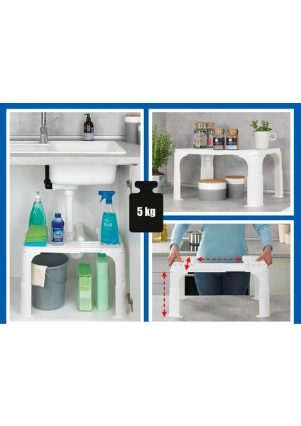 Gbmotion Çok Esnek Evrensel Polipropilen Raf - Beyaz Ayarlanabilir Plastik Raf – Mutfak ve Banyo Düzenleyici 5 kg Taşıma Kapasiteli indirimleri