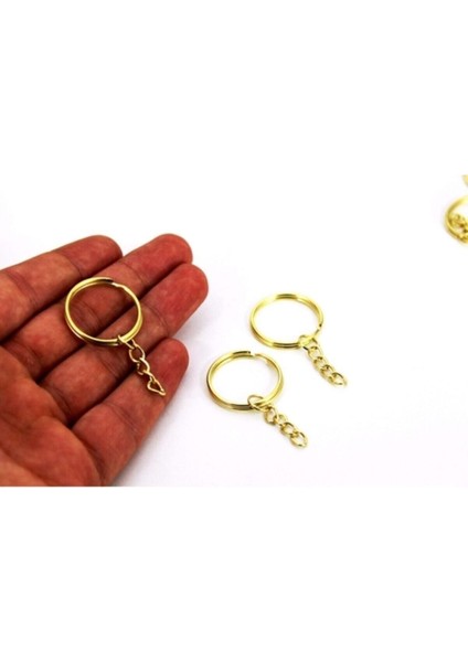 25 mm Zincirli Anahtarlık Halkası, Sarı Kaplama 250 Adet