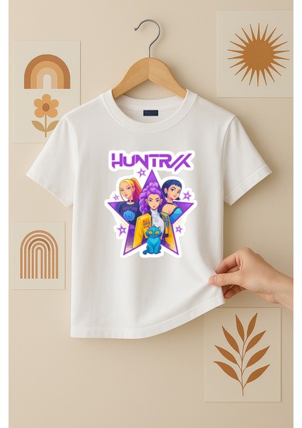Blitzistanbul Kpop Demon Hunters Hunterix Baskılı Kız Çocuk Tişört 4-13 Yaş - Huntr/x