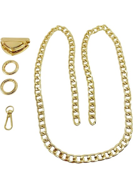 Çanta Aksesuar Seti Üçgen Yaylı Basmalı Kilitli 12MM Alüminyum Zincirli (3 Renk)