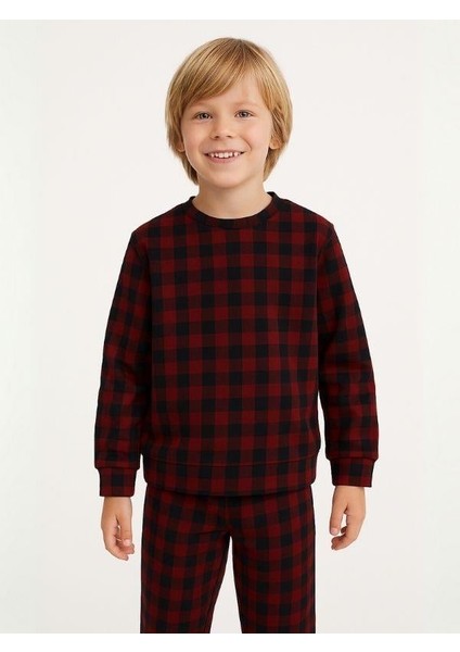 Erkek Çocuk Kareli Yumuşak Dokulu Pijama Takımı
