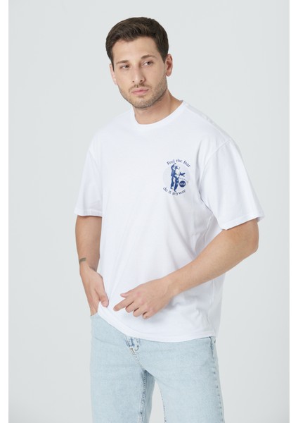 %100 Pamuk Erkek Relax Fit Rahat Kalıp Bisiklet Yaka Basic Düz Kısa Kollu Baskılı Tişört TNT-015 fırsatları