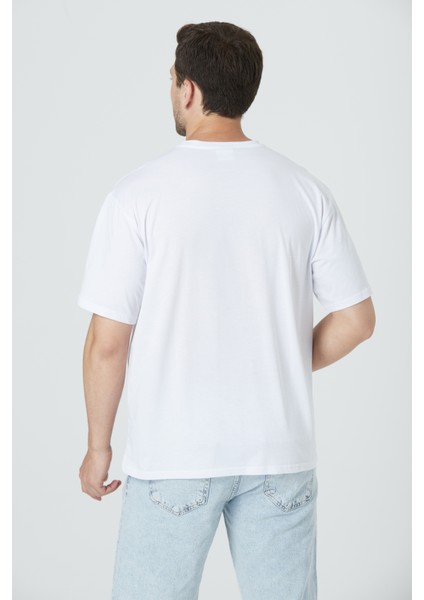 %100 Pamuk Erkek Relax Fit Rahat Kalıp Bisiklet Yaka Basic Düz Kısa Kollu Baskılı Tişört TNT-015 indirimleri