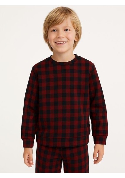 Erkek Çocuk Kareli Yumuşak Dokulu Pijama Takımı modelleri