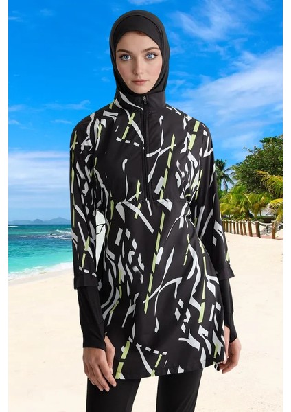 Modern Tesettür Plaj Giyim Özel Tasarım Esnek Kumaş Klora Dayanıklı Su Sporları Için modelleri