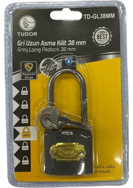 Tudor 38 mm Uzun Gri Asma Kilit