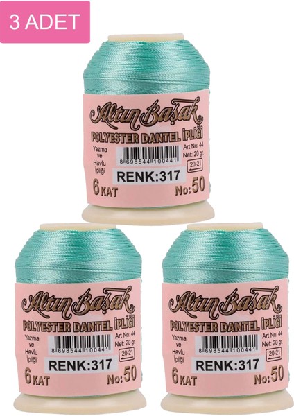 3 Adet Altınbaşak Oya ve Dantel Ipi 20 gr - Royaleks - No: 317