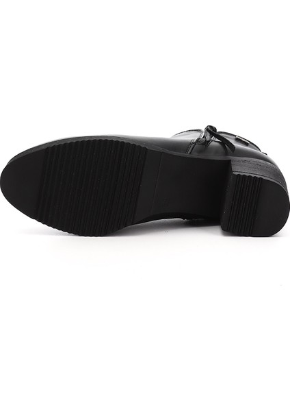 Kadın Siyah Fermuarlı Kalın Topuklu Hakiki Deri Bot indirimleri