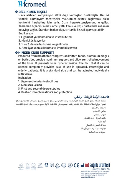 Patella ve Ligament Menteşe Destekli Örgü Dizlik Ortopedik modelleri