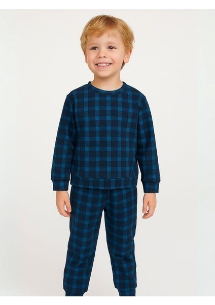 Erkek Çocuk Kareli Yumuşak Dokulu Pijama Takımı