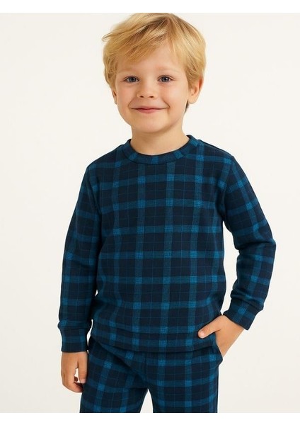 Erkek Çocuk Kareli Yumuşak Dokulu Pijama Takımı modelleri