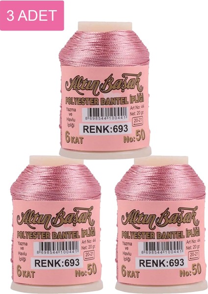 3 Adet Altınbaşak Oya ve Dantel Ipi 20 gr - Royaleks - No: 693