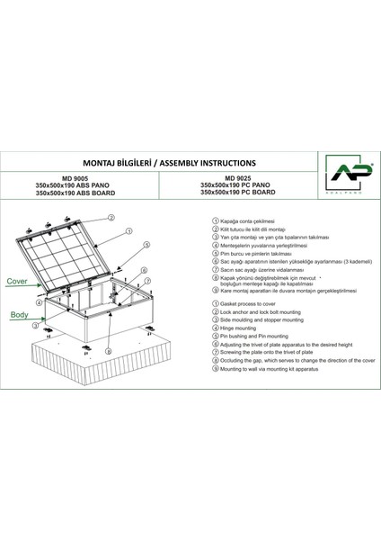 Abs Pano Opak Kapak Sac Taban 350X500X190