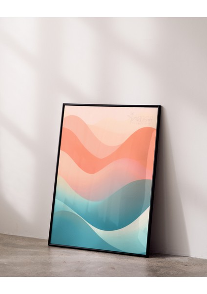 Metal Çerçeveli Gerçek Camlı Tablo, Dijital Baskı, Soyut Tablo Renkli Dalgalar Salon Ofis Dekorasyon fiyatları