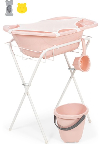 Babyjem Ayaklı Banyo Küvet Seti 7 Parça Pembe