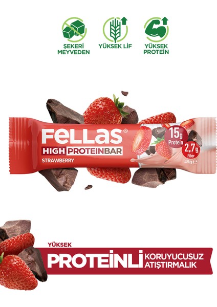 Yüksek Protein Bar - Çilekli 12 x 45 gr