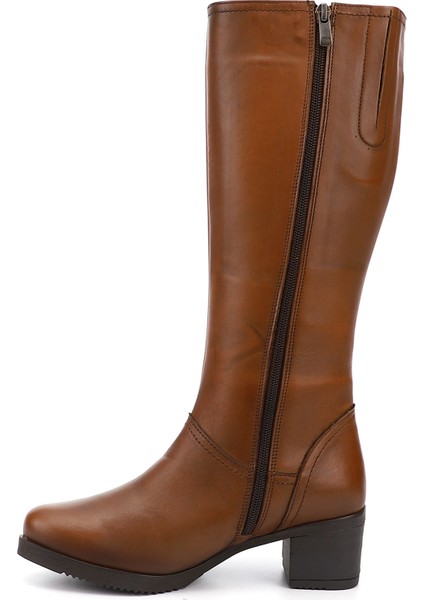 Kadın Taba Antik Fermuarlı Kalın Topuklu Hakiki Deri Çizme fırsatları