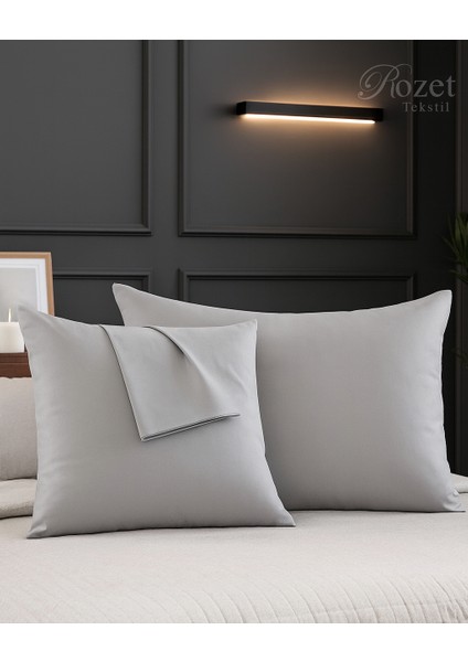 Gri Yastık Kılıfı Pamuk Kumaş Kapaklı (2 Adet) 50 x 70 cm fırsatları
