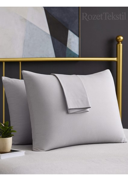 Gri Yastık Kılıfı Pamuk Kumaş Kapaklı (2 Adet) 50 x 70 cm indirimleri