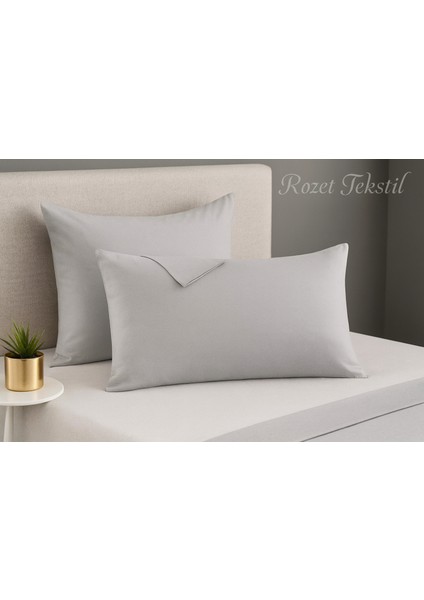 Gri Yastık Kılıfı Pamuk Kumaş Kapaklı (2 Adet) 50 x 70 cm